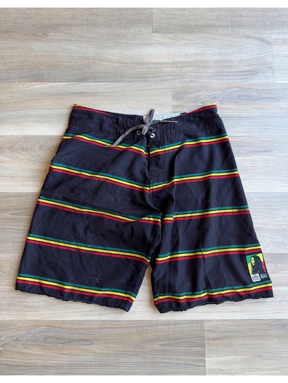 Vintage Y2K Billabong x Bob Marley Rasta Striped Boardshorts